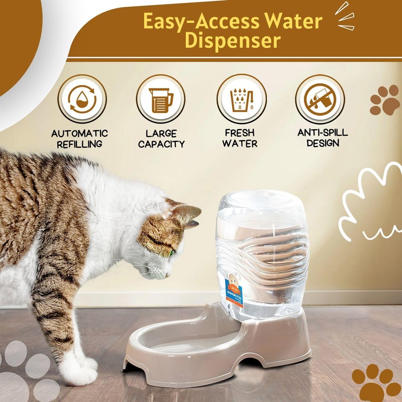 Flexzion Automatic Gravity Pet Waterer for Cat & Dog - Non-Skid & Easy-Clean Auto Replenish Water Dispenser Drinking Bowl (3/8 Gallon / 1.5L), Beige - Image 5